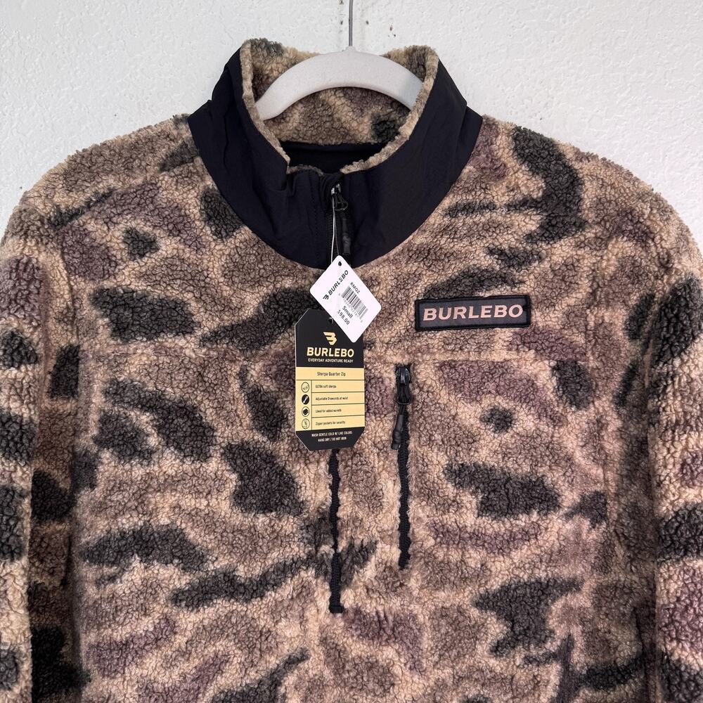 Burlebo Jacket Mens Small Camo Sherpa Quarter Zip Anorak Fleece Outdoors HuntNEW - Picture 5 of 11